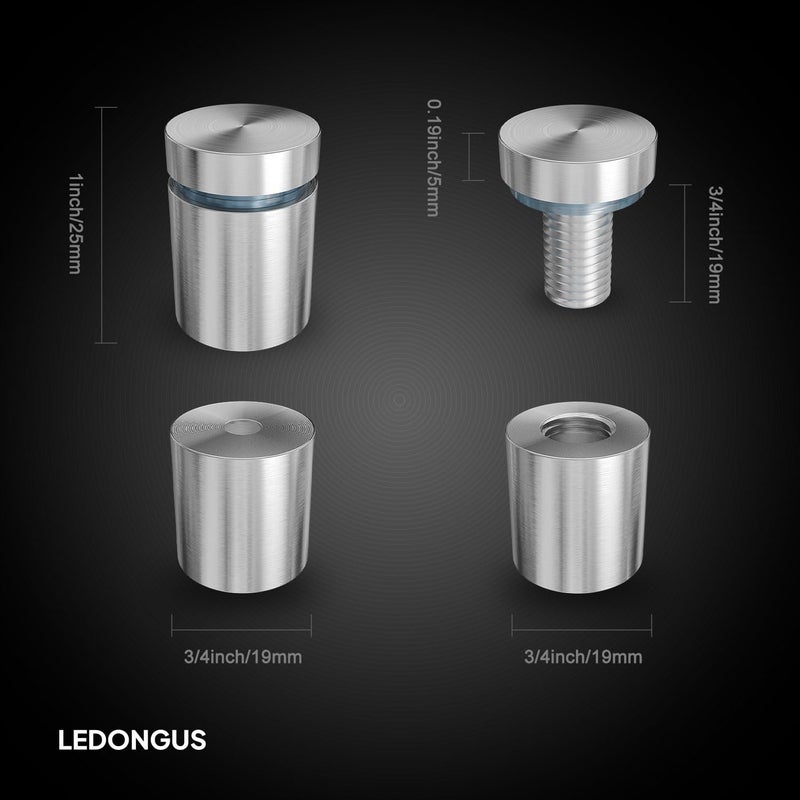 LEDONGUS 12-Pack Stainless Steel Standoff Screws with Wall Anchors & Rubber Pads – Sign Mounting Hardware for Acrylic Signs, Photo Frames, Advertising Boards, Silver (3/4" x 1" / 19mm x 25mm) - Image 4